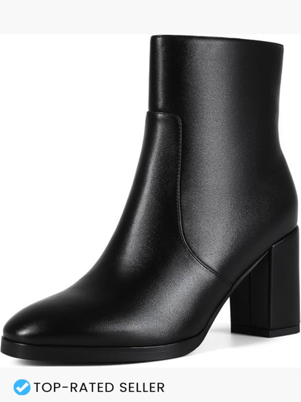 Chunky Block Heel Ankle Booties Side Zipper Round Toe Fall Boots For Work